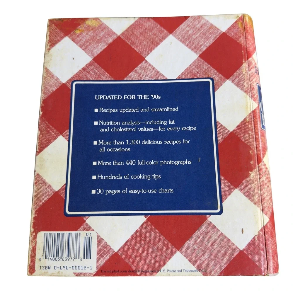 Better Homes and Gardens New Cook Book 1989 10th Edition Ring Bound Gingham